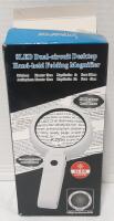 New 8LED Dual-Circuit Desktop/Hand-held Folding Magnifier, 5x/11x, 75mm, 3 Joints, USB Power