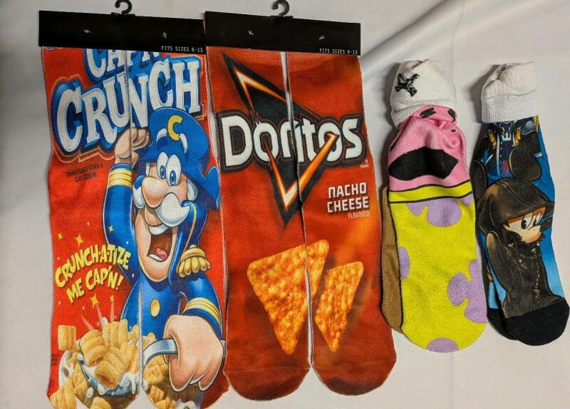 4 Pairs New O/S Cereal Snack + More Socks