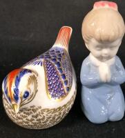 Vintage Royal Crown Derby Bird & Girl Figures
