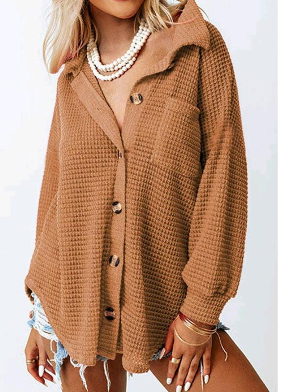 New sz Small Women's Oversized Waffle Knit Button Up Casual Shirt