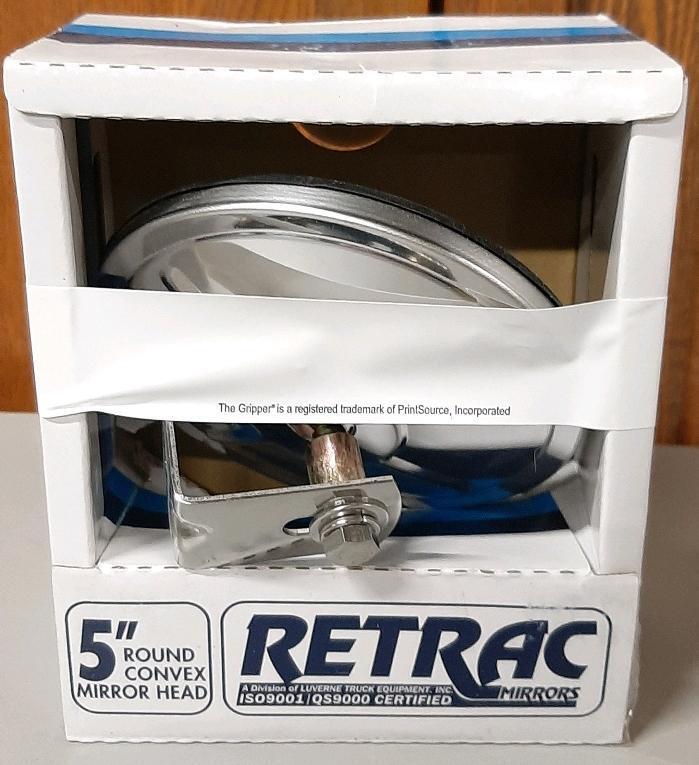 New in Box Retrac 95J5 5" Round Convex Truck Mirror Head, Stainless Steel, Adjustable, 610148,