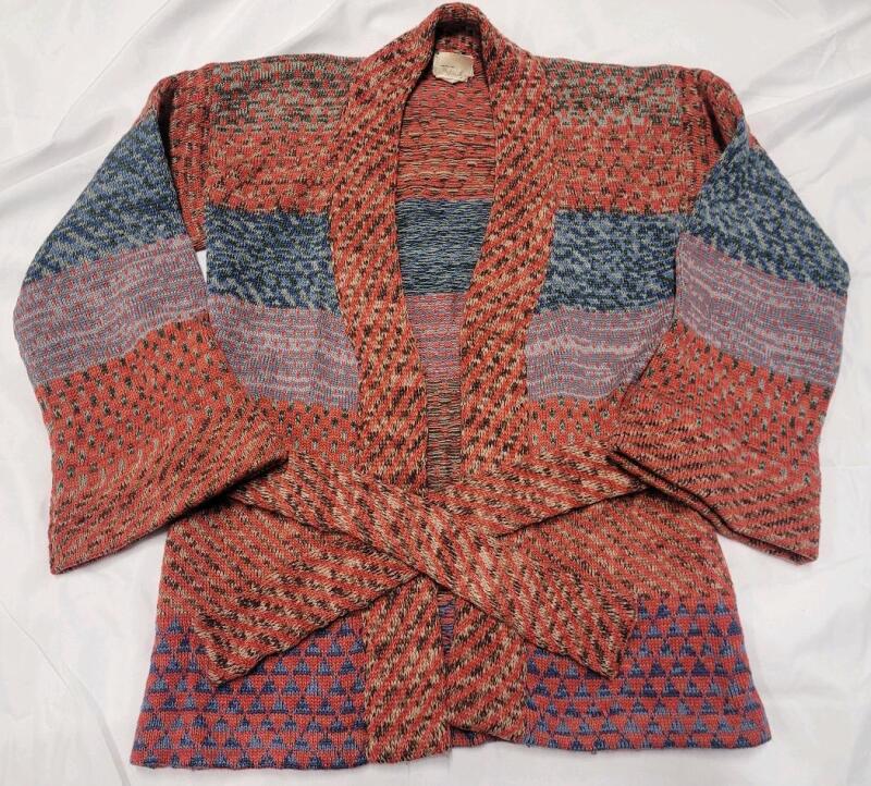 Vintage Ladies Medium Hudson Bay Company 100% Wool Open Front Sweater w/Belt