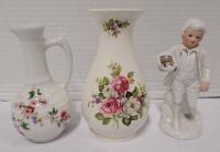 Three (3) Miniature Porcelain Vases & Figurine