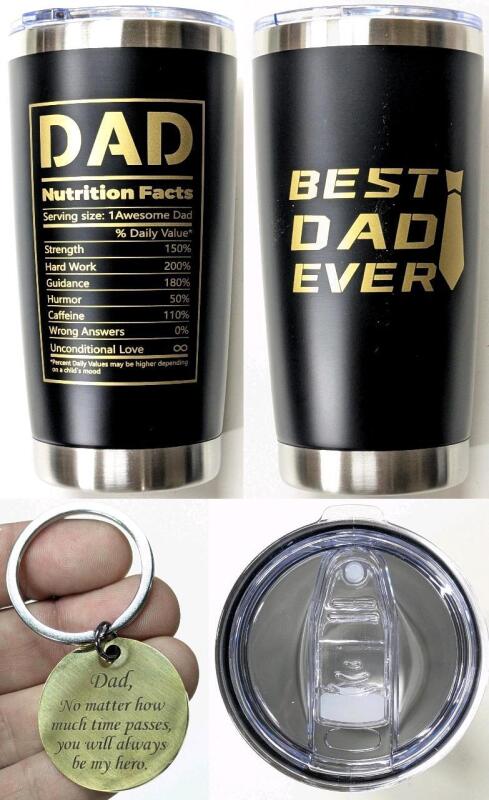 New BEST DAD EVER Father's Day / Dad Appreciation Travel Tumbler & Keychain Gift Set