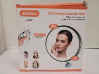 New - Anbao LED Illuminated Cosmetic Mirror 10&times; Magnification .