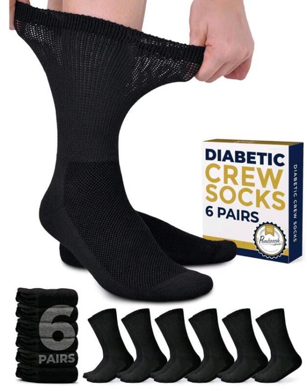 6 New Pembrook Diabetic Socks Men and Women - Non Binding Neuropathy Socks