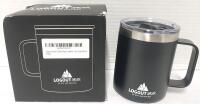 New Logout Gear 12oz Insulated Stainless Steel Coffee Mug, Double-Wall, BPA-Free, Black w/ Lid