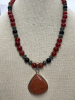 Sterling Large Gold Stone teardrop Carnelian Onyz Chain - 2