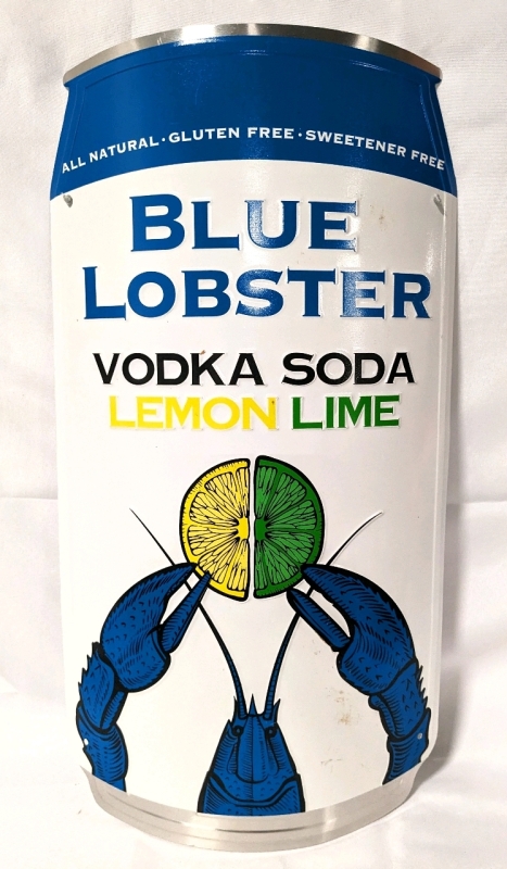 Tin Blue Lobster Vodka Soda Can-Shaped Bar Sign (12" x 23.5")