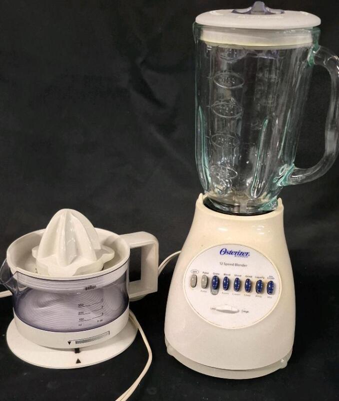 12 Speed Osterizer Blender & Braun Electric Juicer - Both Power Up