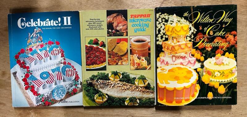 3 Vintage Cookbooks/Cake Decorating Books