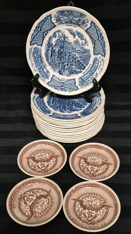 19 Vintage Fair Winds Plates & Butter Pats - England