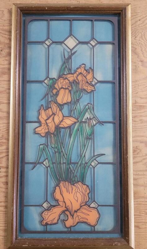 Framed Floral Suncatcher . Measures 11.5"&times;23 ⅓"