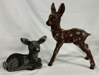2 Deer/Fawn Bisque Porcelain Statues; Largest Measures 16&rdquo; Tall