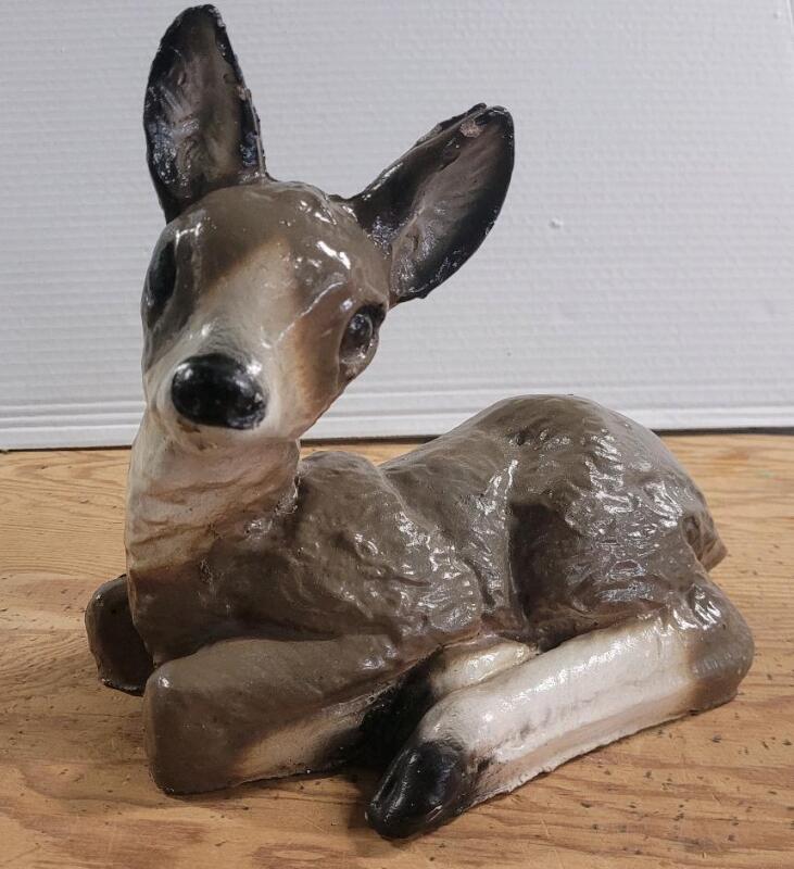 Garden Art Cement Sitting Deer . Measures 8"&times;8.5"