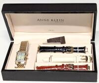 ANNE KLEIN New York Women's Watch 12/1754 With 3 Genuine Leather Interchangeable Watch Straps in Original Box, Non-Functional