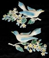 Pair Vintage MCM 1960s Bird Wall Decor. 12.5" Long
