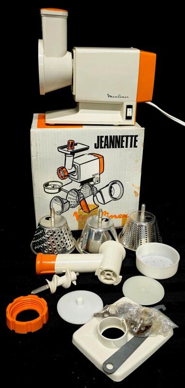 Vintage MOULINEX Jeanette Electric Meat Grinder / Salad Maker Model 244, Tested For Power, Handle on Hamburger Press Broken
