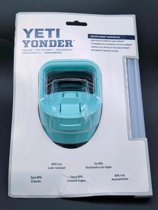 New YETI YONDER Straw Cap + 2 Straws, Pairs With Yonder Water Bottles, Seafoam