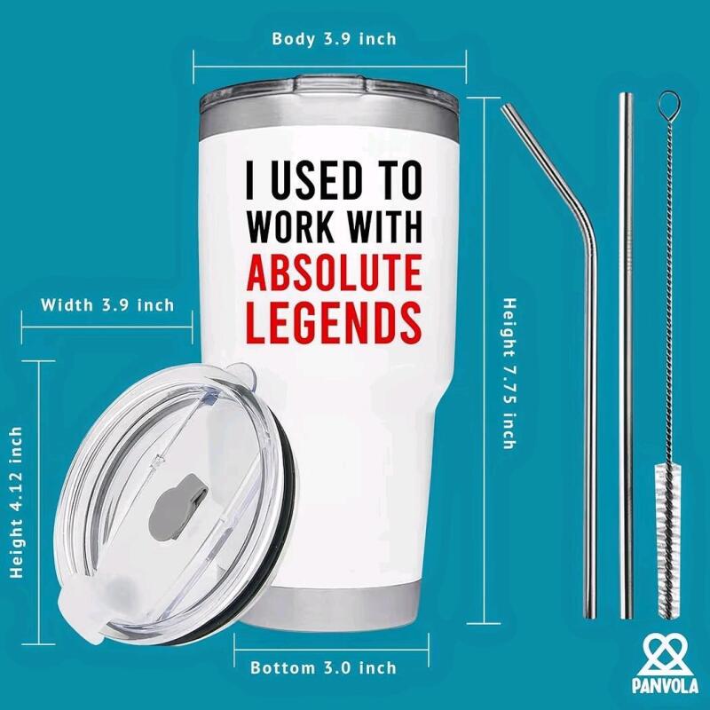 New "I Used to Work with Absolute Legend" Vacuum Insulated Tumbler Farewell Going Away Gift for Coworker Retirement Gifts Goodbye Office Stainless Steel Removable Lid