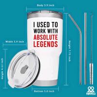 New "I Used to Work with Absolute Legend" Vacuum Insulated Tumbler Farewell Going Away Gift for Coworker Retirement Gifts Goodbye Office Stainless Steel Removable Lid