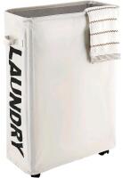 New 22" Tall Slim Rolling Canvas Laundry Bag, Easy to Assemble, Folds Nearly Flat