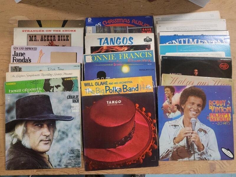 LP Record Album Lot . Tango , Big Band , Country , Christmas , Adult Contemporary
