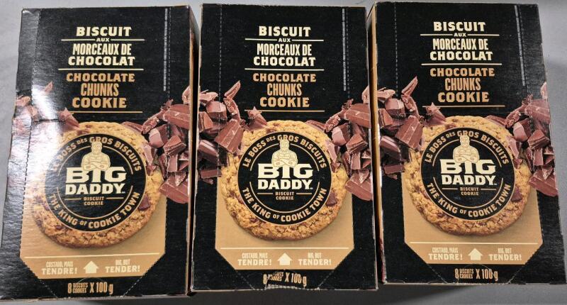 [BB 2025 JL 31] 3 New Cases Big Daddy Chocolate Chunks Cookie Box , 8 Large Cookies per Case - 100g Each . Sealed