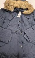 New sz 2XL Women's Winter Coat - Detachable Faux Fur on Hood - Navy