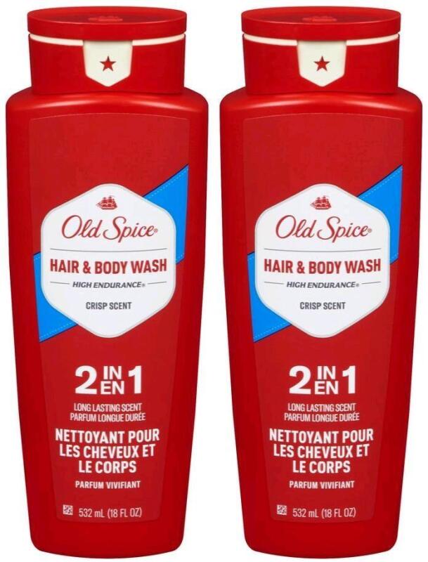 2 New OLD SPICE 2 in 1 Hair & Body Wash : Crisp Scent