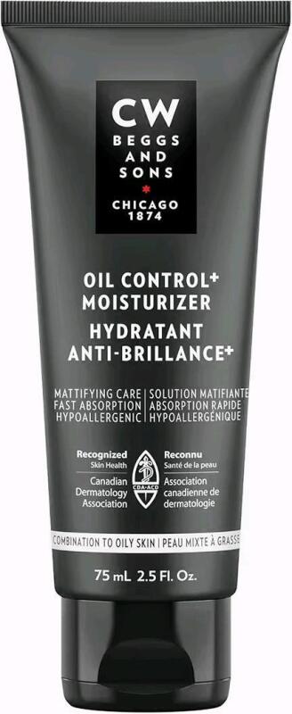 New CW Beggs Oil Control+ Moisturizer for Men, Oily Skin, Face Cream, Hypoallergenic, Fragrance-Free, Paraben-Free, Alcohol-Free, Mineral Oil-Free, Cruelty-Free