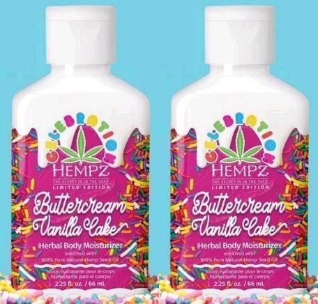 2 New HEMPZ Celebration Buttercream Vanilla Cake Herbal Body Moisturizers, 56ml ea