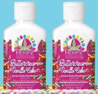 2 New HEMPZ Celebration Buttercream Vanilla Cake Herbal Body Moisturizers, 56ml ea