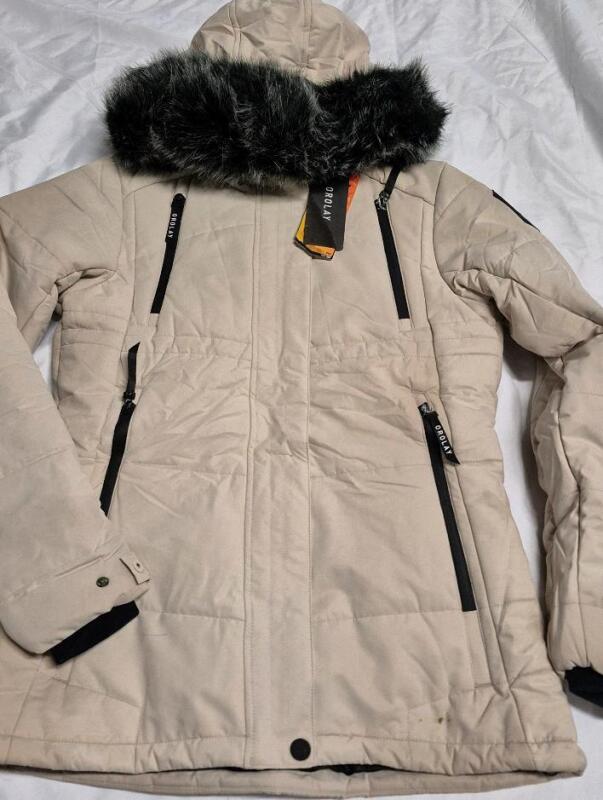 As New Size Small Women's Orolay Down Jacket with Faux Fur Trim Hood - Cleaning Residue Present