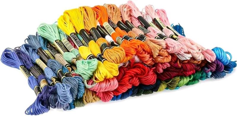 New 100 Pcs Multi Color Embroidery Thread, Soft Cotton Cross Stitch Threads, Embroidery Floss Thread for Art Crafts DIY Gift Bracelet Strings<br/>