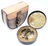 New 2 ⅝" Solid Brass Combination Sundial & Compass in Leather Pouch
