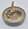New 2 ⅝" Solid Brass Combination Sundial & Compass in Leather Pouch - 2