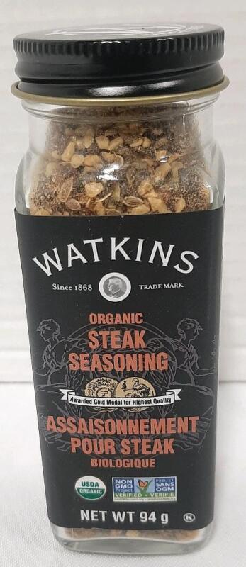 {Exp 10/2026} Watkins Organic Steak Seasoning 94g, USDA Organic, Non-GMO, Glass Jar