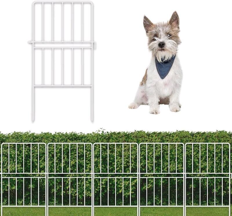 New ShopLaLa 10 Panels White Metal Garden Fence 12" &times; 24"