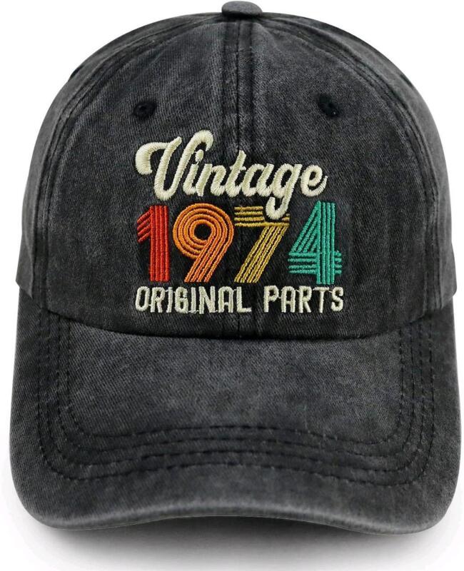 New Adult O/S VINTAGE 1974 : ORIGINAL PARTS Unisex 100% Cotton Adjustable Baseball Cap, Embroidered Design
