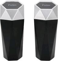 2 New Mini Car Trash Bins, Waterproof Plastic Automotive Garbage Can Multiple Purpose with Push Lid (Silver)