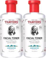 2 New THAYERS Alcohol-Free, Hydrating, Unscented Witch Hazel Facial Toner with Aloe Vera Formula, Suitable for All Skin Types, Even Sensitive, Dermatologist Tested For Safety, Vegan, Cruelty-Free, 355ml