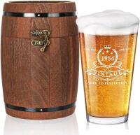 New LIGHTEN LIFE 71st/72nd Birthday / Father's Day Gifts 16oz Pint Glass, 1954 Beer Glass in Barrel Box