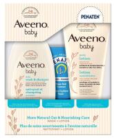 [EXP 09/2027] New 3pc Aveeno Baby &times; Penaten More Natural Oat & Nourishing Care Baby Gift Set : Daily Wash/Shampoo, Creamy Diaper Rash Treatment & Daily Lotion