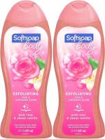 2 New Softsoap Exfoliating Body Washes, Lustrous Glow Pink Rose and Vanilla, 591 mL