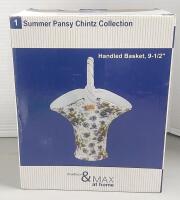 New Madison & Max Summer Pansy Chintz Collection Handled Basket