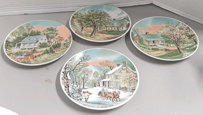 4 Currier & Ives Seasonal Plates