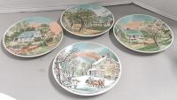 4 Currier & Ives Seasonal Plates