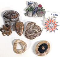 6 Vintage Brooches Up To 3.15" Long
