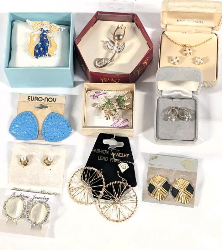 Vintage Brooches & Pierced Earrings